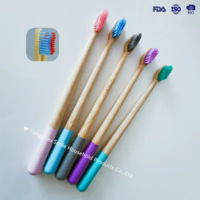 100% Bamboo Eco-friendly Mylon Charcoal spazzolino per adulti con testa piccola