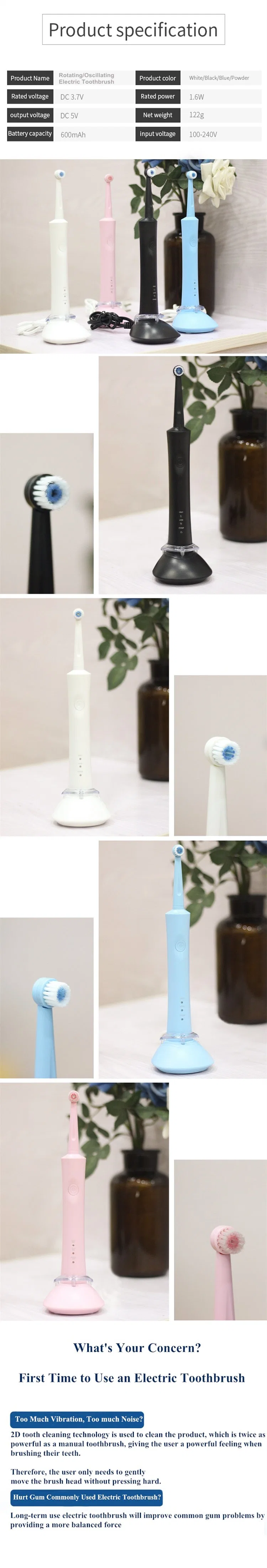 Customizable OEM&ODM Round Toothbrush Head Ipx7 Waterproof Oscillating Electric Toothbrush