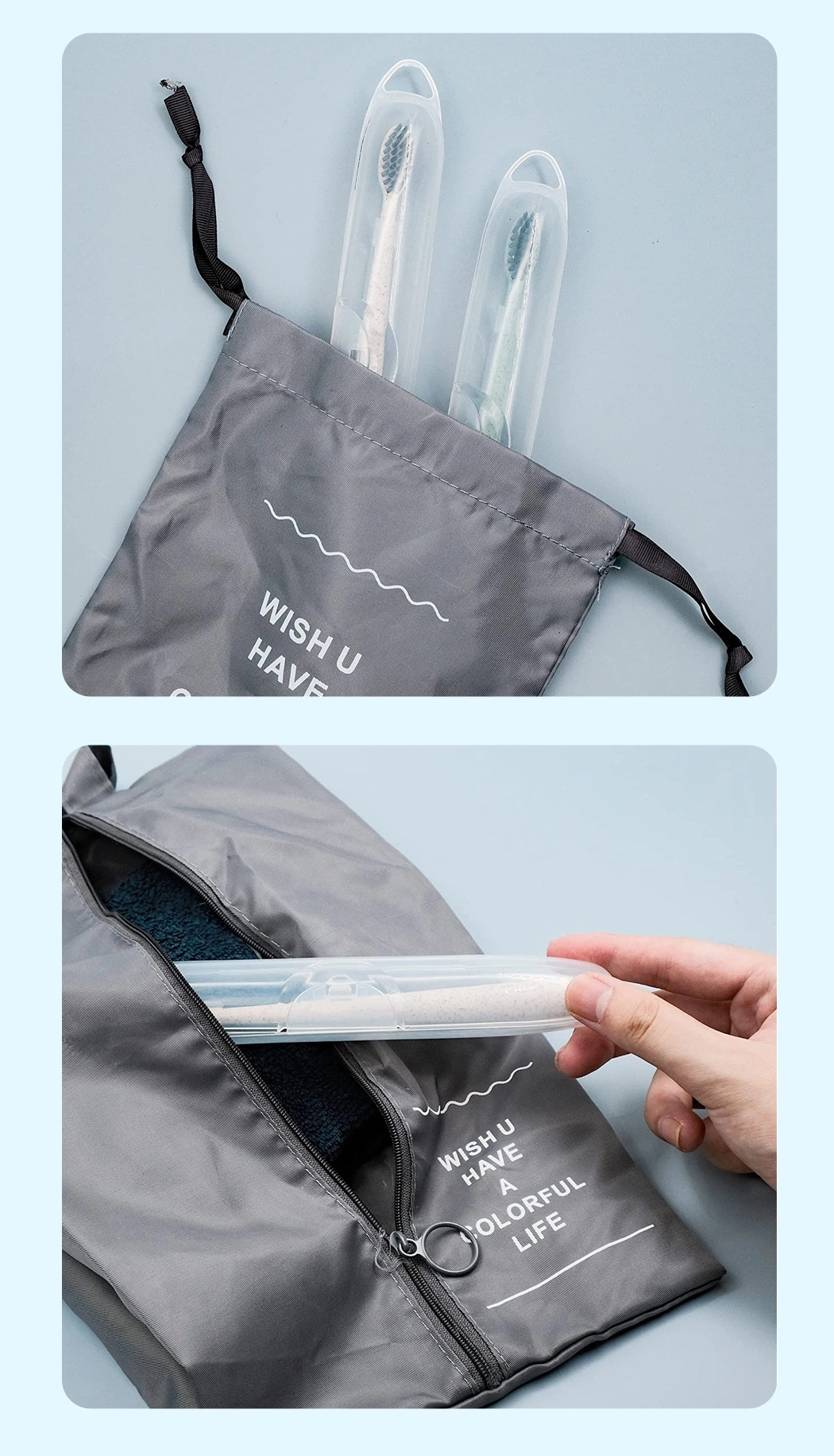 Transparent Plastic Portable Travel Toothbrush Case with Hook