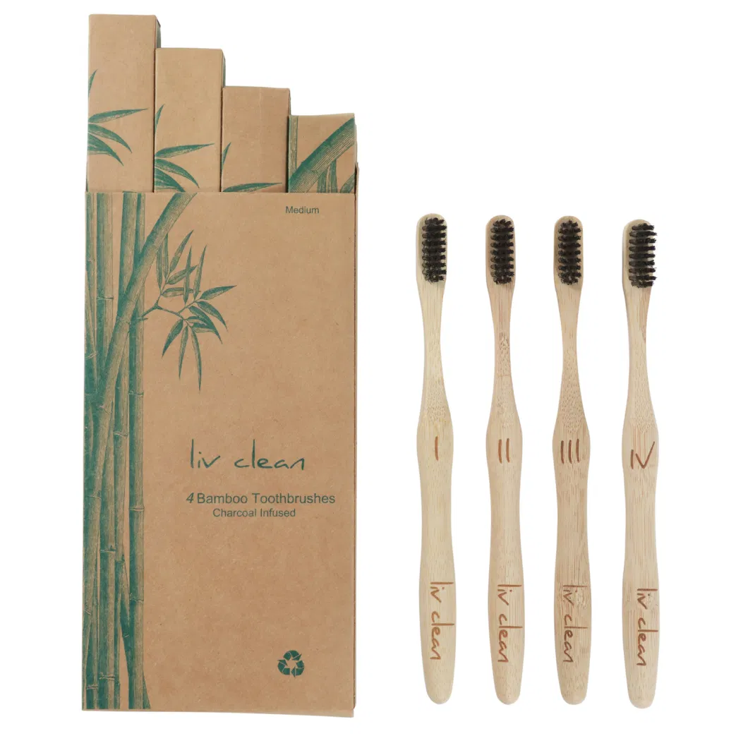 Natural Charcoal End-Rounded Bamboo Toothbrush