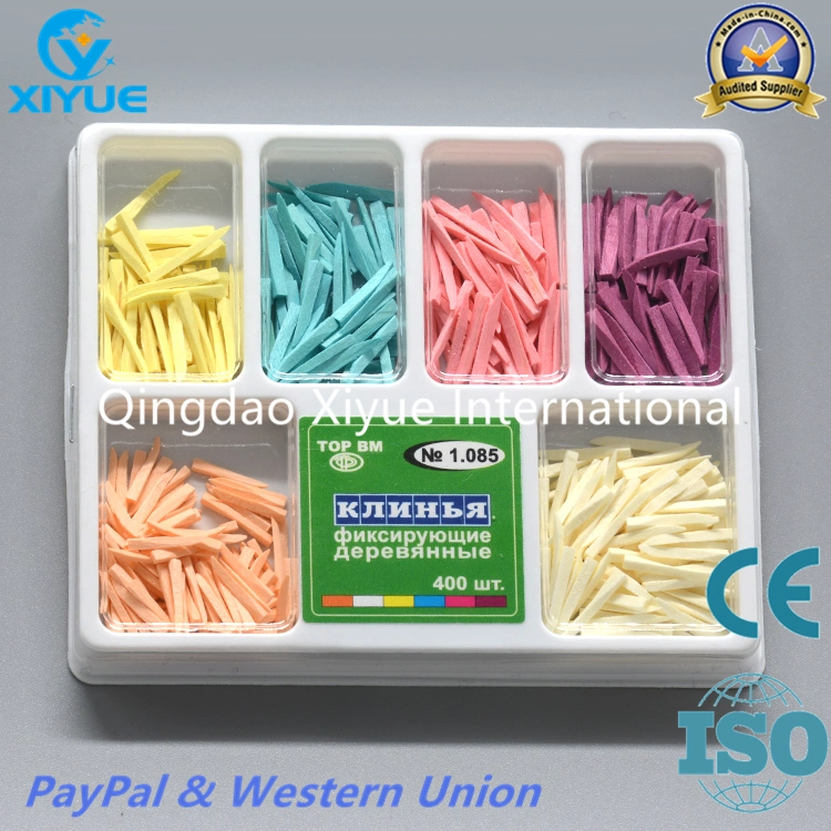 Box of 100 Assorted Dental Disposable Colored Wooden Teeth Fixing Wedge