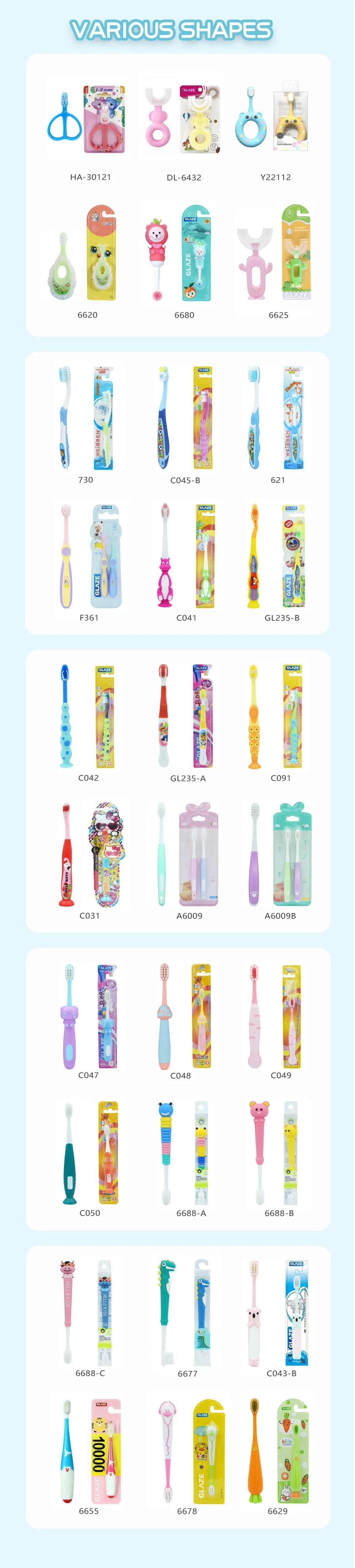 Custom Logo Soft Bristle 3PCS Kids Plastic Manual Baby Toothbrush