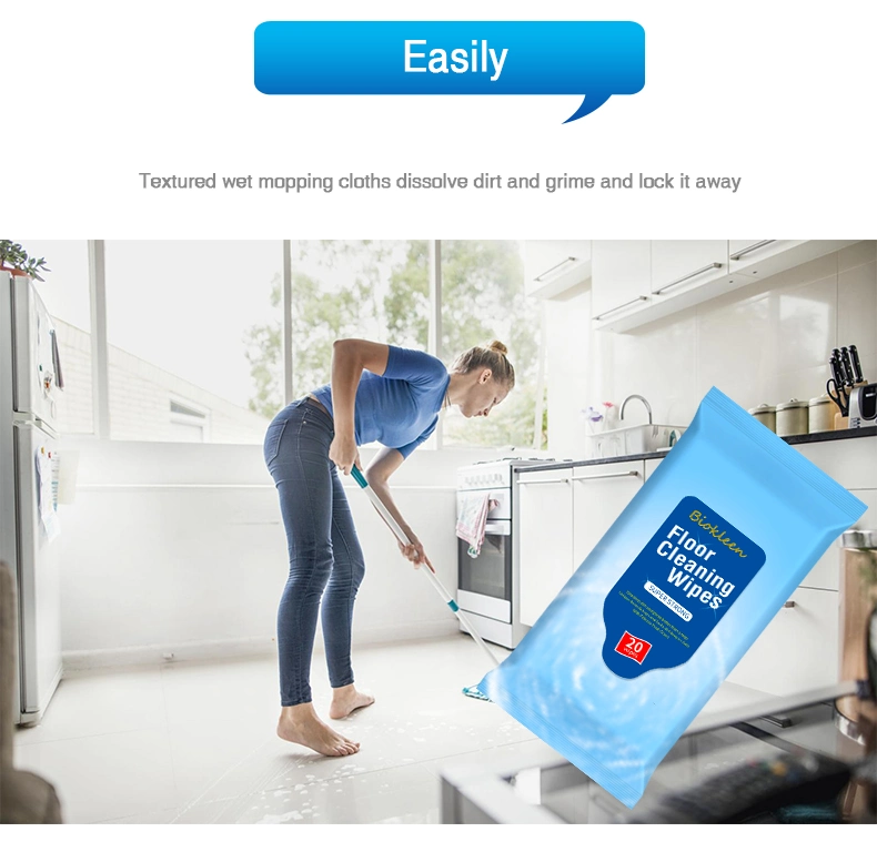 Biokleen Private Label Custom Extra Big 10CT pH Balanced Household Floor Wet Mop Wet Floor Wipes