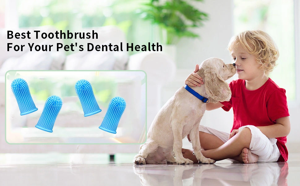 Eco-Friendly 360 Degree Soft Silicone Pet Finger Toothbrush for Dog Teeth Cleaning