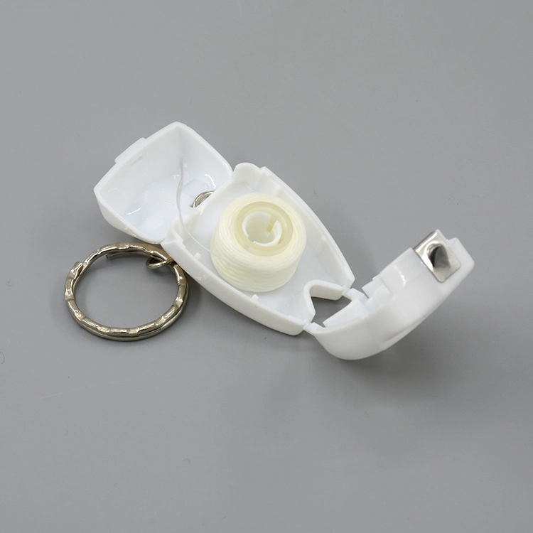 Teeth Shape Dental PP Mint Flavour Floss with Key Ring