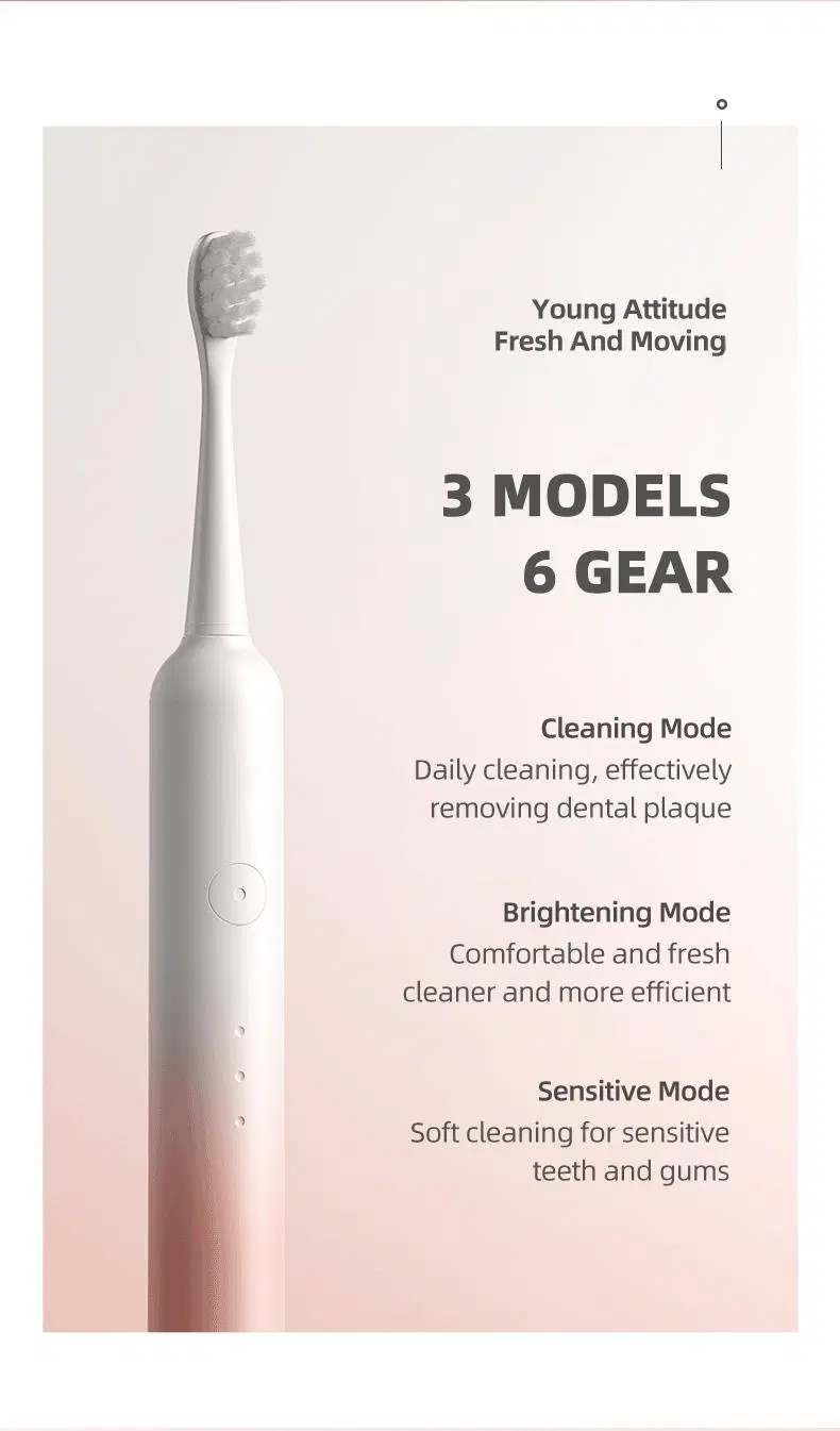 Portable Toothbrush for Travel Pink Smart Toothbrush with Wireless Charging