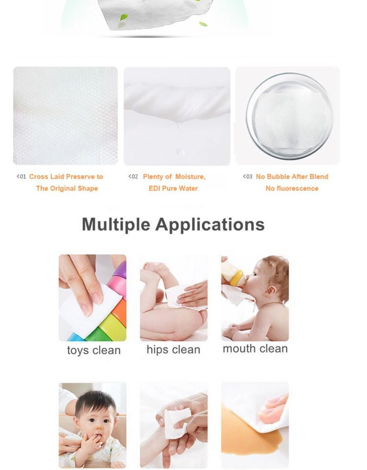 Safe Natural Formular Custom Biodegradable Organic Bamboo Water Tissue Paper Clean Baby Wet Wipe for Hand and Face