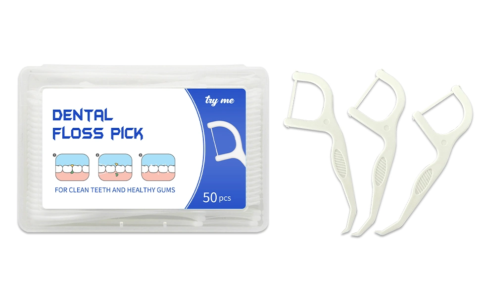 Disposable Dental Floss Pick with Interdental Brush, Twin Function