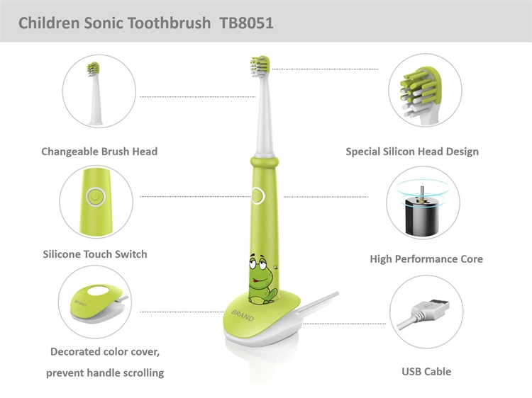 Waterproof Special Rubberized Head Design Travel Battery Toothbrush for Kid