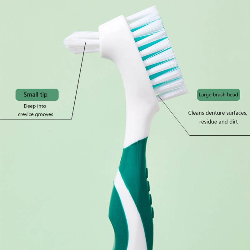 Multi-Layered Bristles Denture Care Brush Travel False Teeth Cleaning Brush