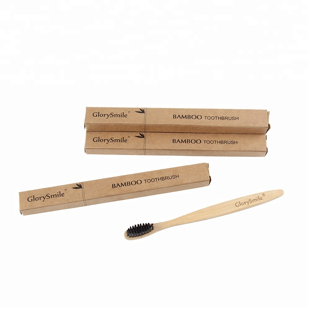Glorysmile Wood Handle Charcoal Toothbrush Accept Custom Logo 10000 Bristles Bamboo Toothbrush