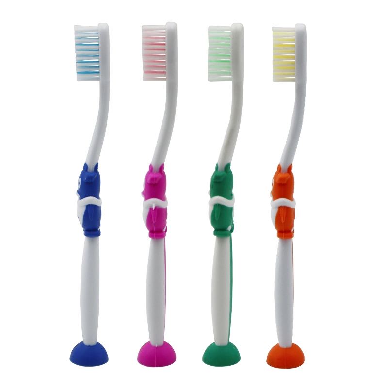 Hot Wholesale Plastic Suction Cup Toy Kid Rubber Handle Soft Bristles Kids Toothbrush