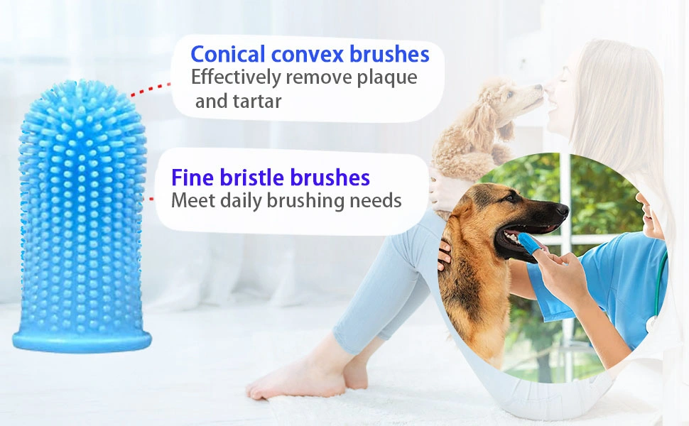 Eco-Friendly 360 Degree Soft Silicone Pet Finger Toothbrush for Dog Teeth Cleaning