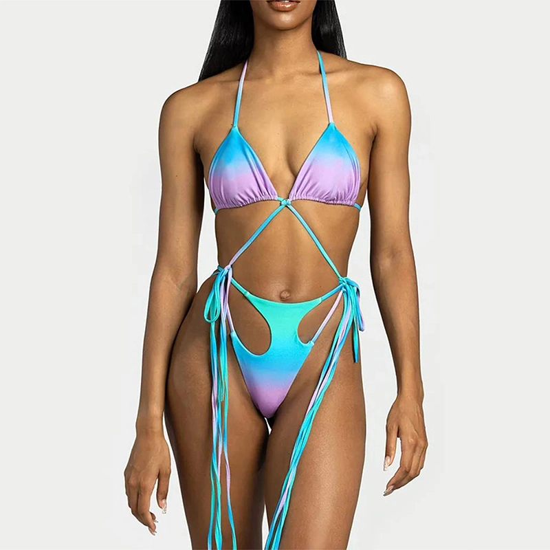 2023 One Piece Swimsuit Sexy Blue Swimwear Vintage Monokini Summer Beachwear Bathing Suit Ladies Bikini Clothes