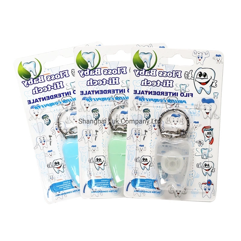 OEM Tooth Shape Oral Care Mint Waxed Dental Floss with Keychain