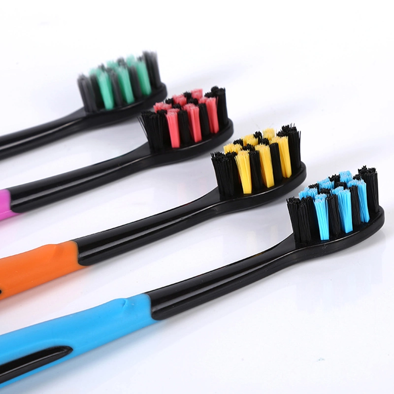 High Quality Profiled Hole Soft Bristles Rubber Handle Adult Toothbrush