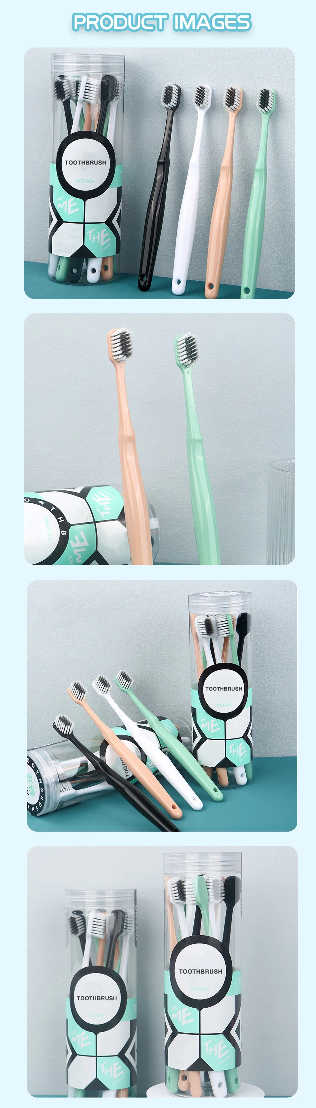Free Sample Soft PBT &amp; Bamboo Charcoal Bristle Adult Manual Toothbrush