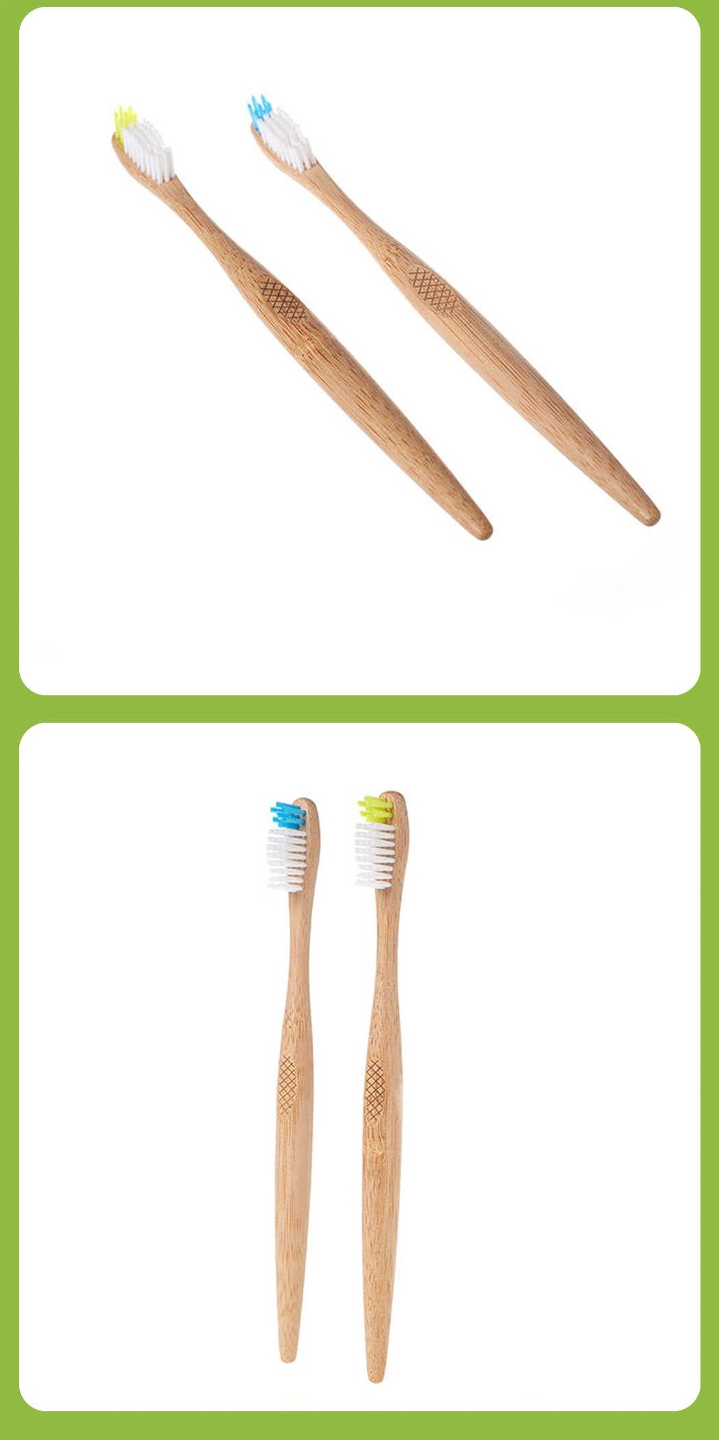 Eco-Friendly Natural Nylon Bristle Custom Logo Adult Bamboo Toothbrush