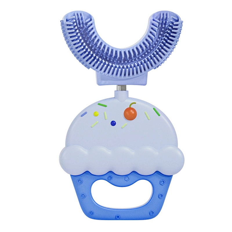 Factory Direct Sale U-Shaped Manual Food Grade Soft Bristle Cute Baby Silicone Toothbrush