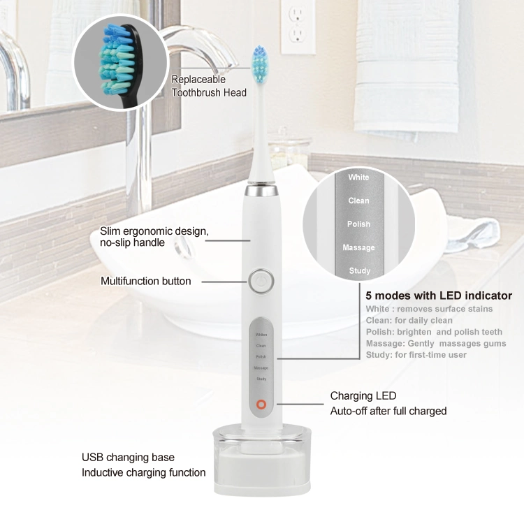 Advance Power Automatic Wireless Charge Smart Sonic Electric Vibrating Toothbrush