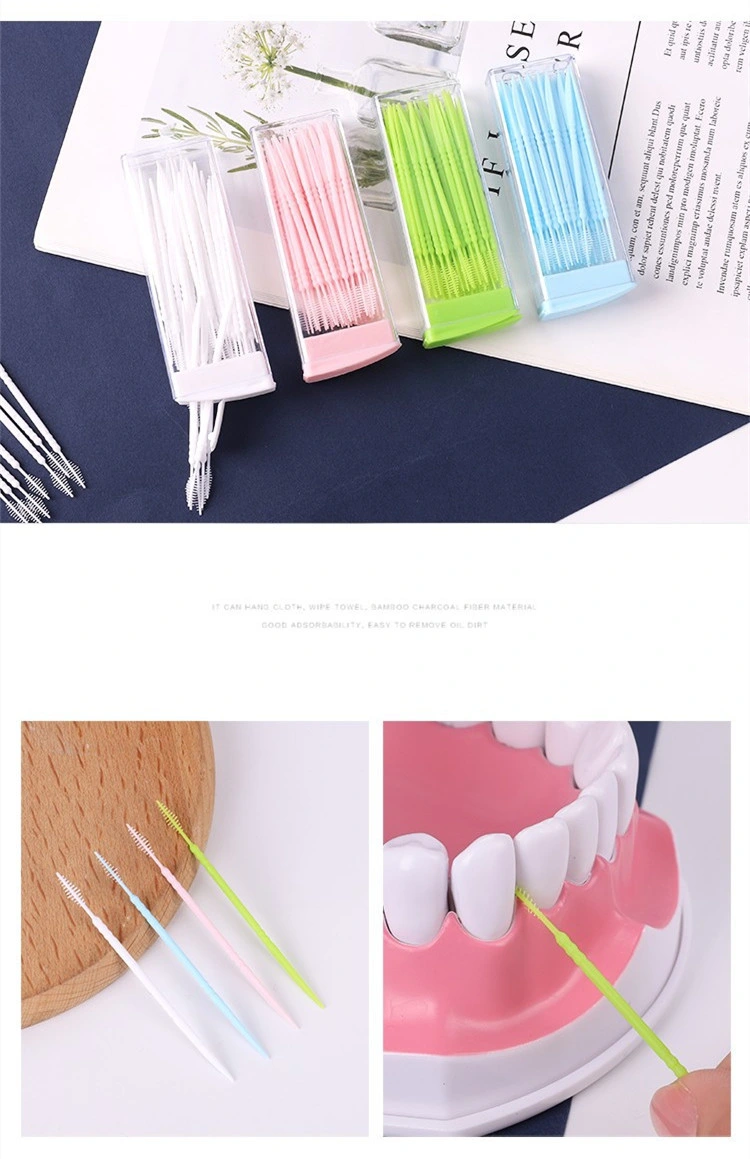 SJ Double Head 50pcs/Box Dental Floss Interdental Toothpick Brush Teeth Sticks Dental Oral Care Toothpicks