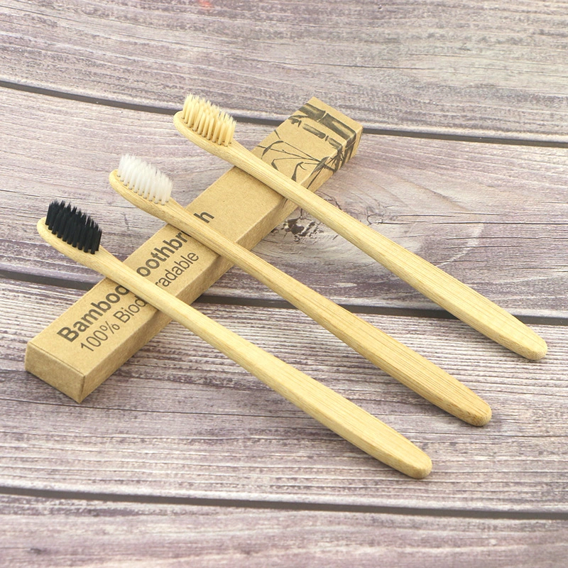 Custom Biodegradable Natural Bamboo Charcoal Toothbrushes Eco Friendly Color Bristle Wood Toothbrushes