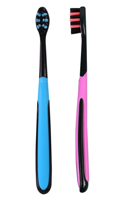 High Quality Profiled Hole Soft Bristles Rubber Handle Adult Toothbrush