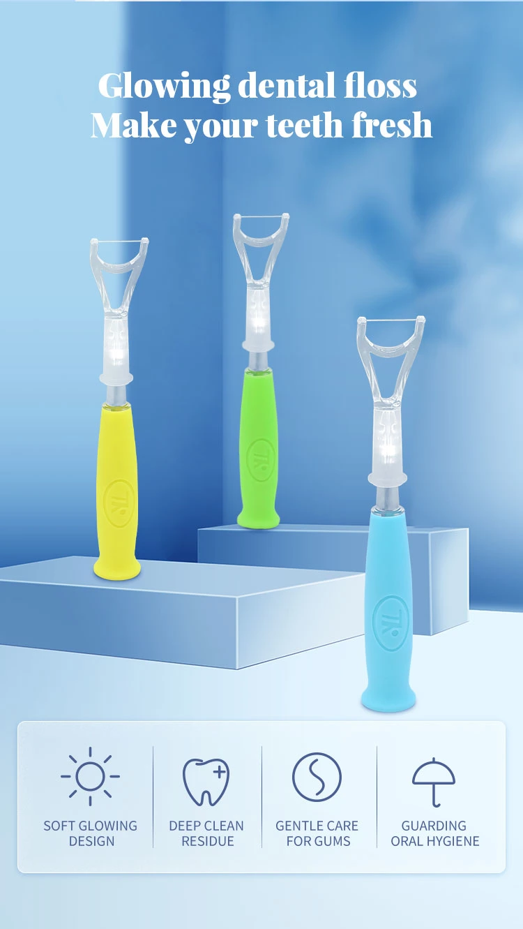 Isee Blue Food Grade Material Glowing Dental Floss Lighted for Ipx6 Waterproof