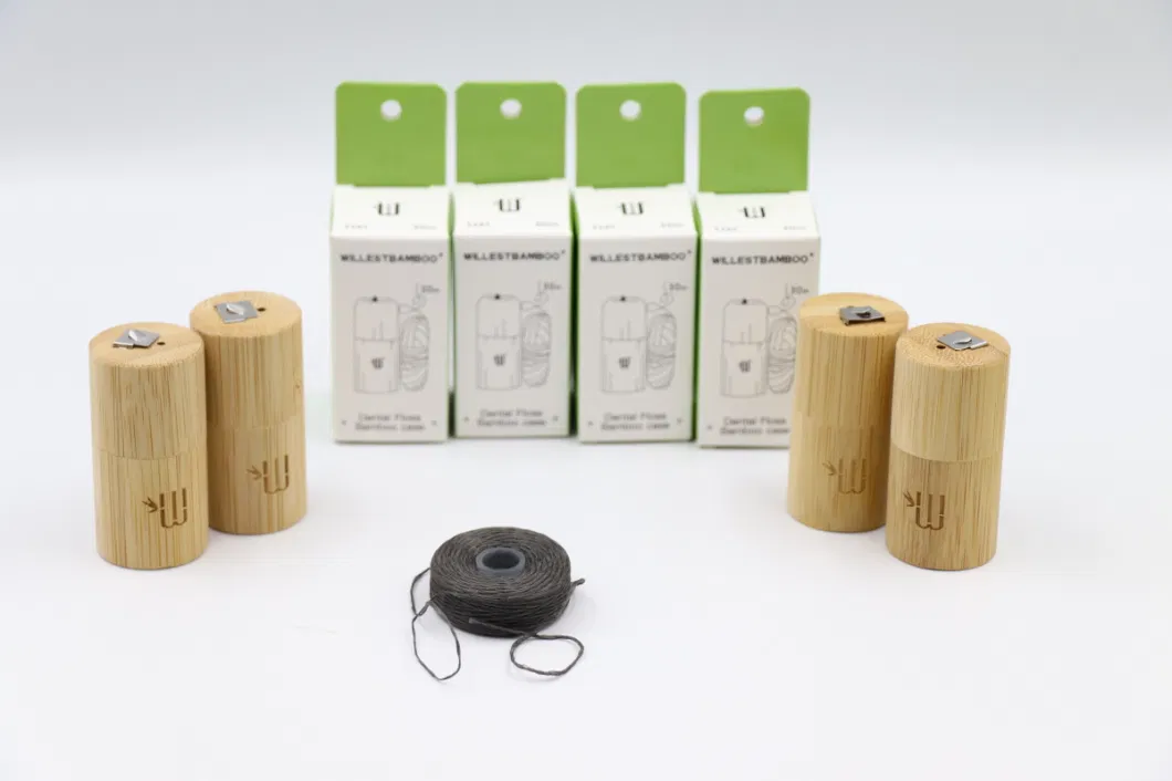 100% Completely Biodegradablebamboo Container with Natural Corn/Silk Dental Floss