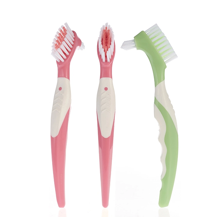 OEM Logo High Quality Hard Bristle Deep Cleaning Double Sided Elderly Denture Toothbrush