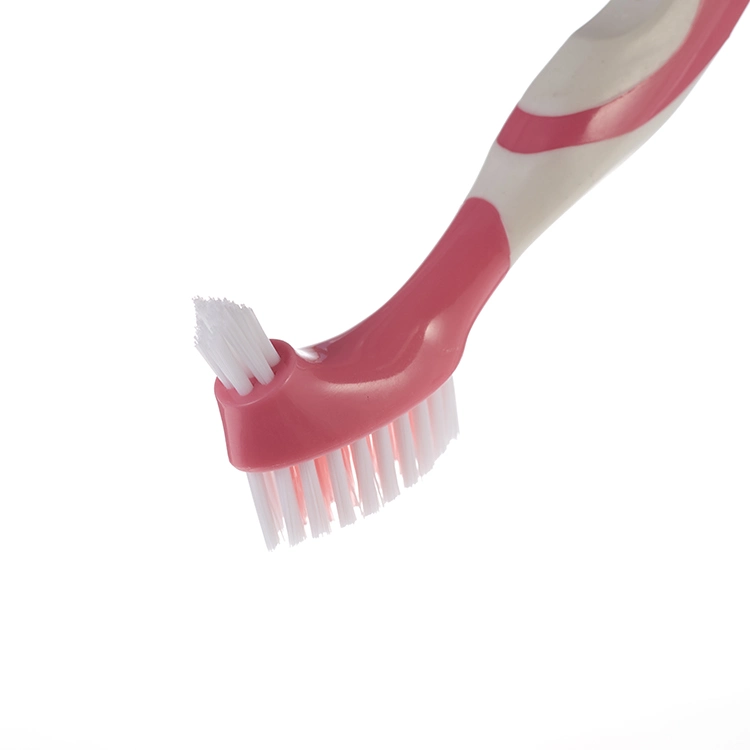 OEM Logo High Quality Hard Bristle Deep Cleaning Double Sided Elderly Denture Toothbrush