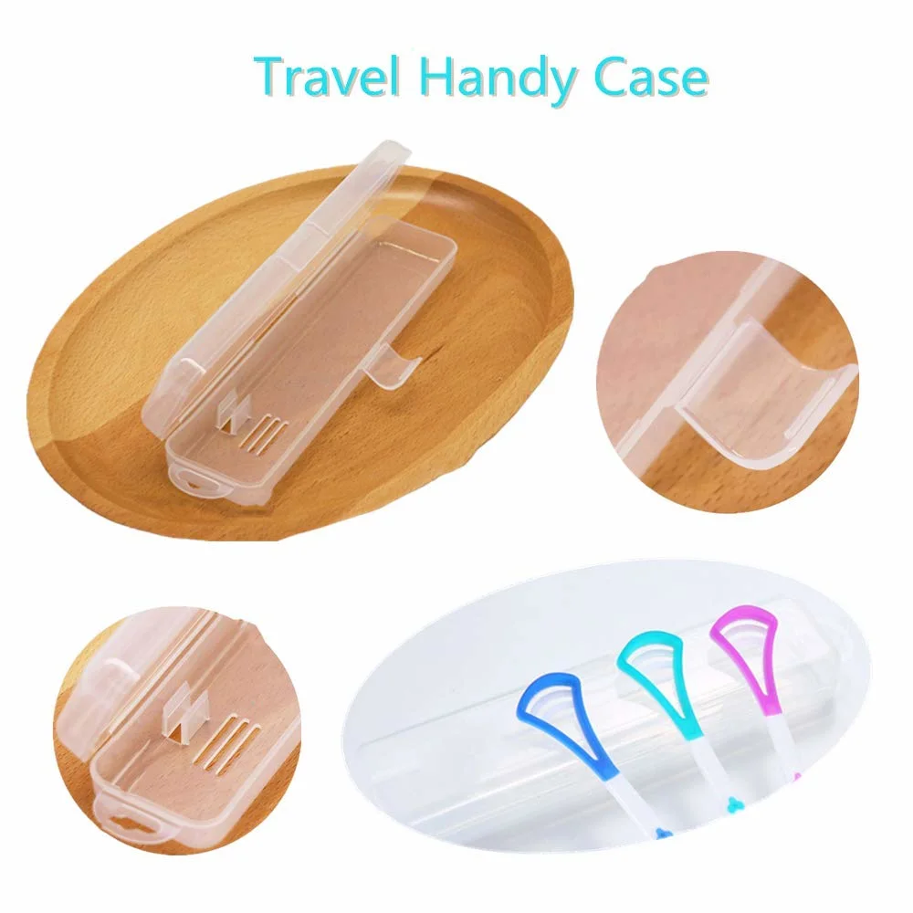Tongue Scraper Cleaner 100% BPA Free Tongue Scrapers with Travel Handy Case for Adults, Kids, Healthy Oral Care, Easy to Use, Help Fight Bad Breath