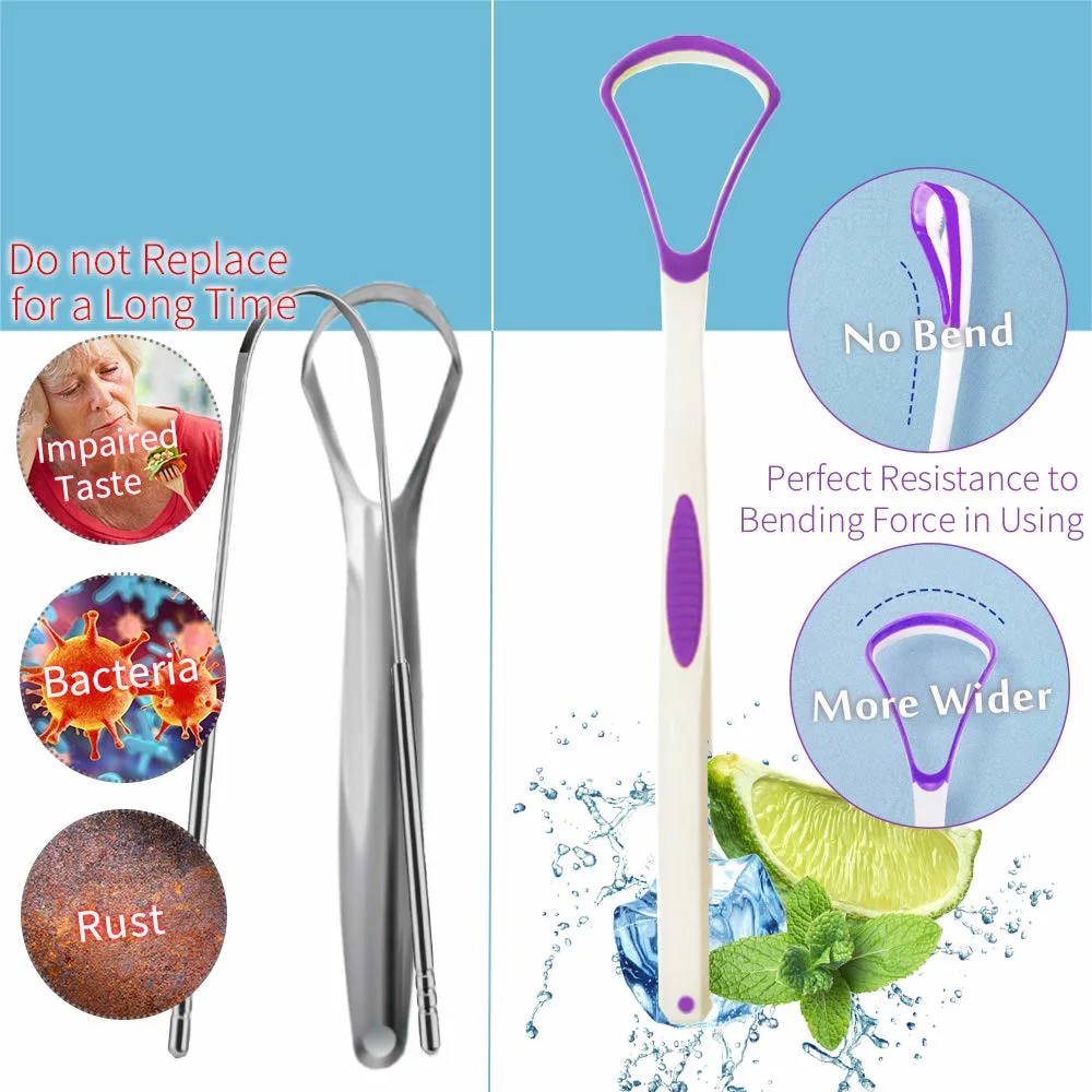 Tongue Scraper Cleaner 100% BPA Free Tongue Scrapers with Travel Handy Case for Adults, Kids, Healthy Oral Care, Easy to Use, Help Fight Bad Breath