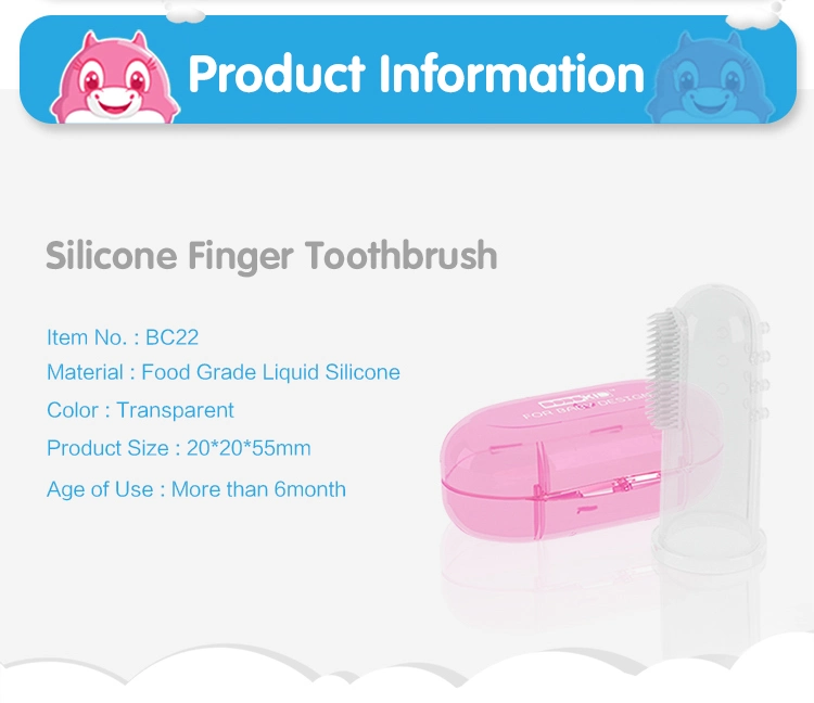 Wholesale Soft Silicone Baby Finger Toothbrush for Infant Teeth Clean Brush with Case