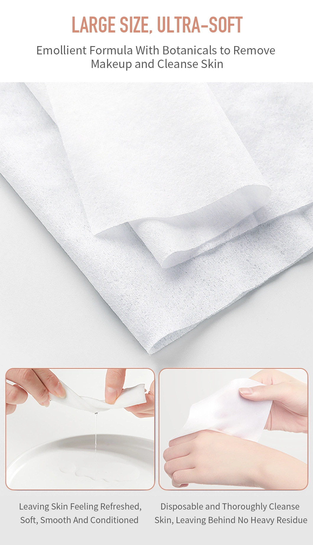 ODM Facial Tissues Makeup Remover Wipes Hygiene Skincare Soft Makeup Remover Wipes