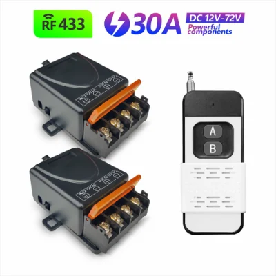  RF 433MHz Wireless Remote Control Switch 30A DC 12V 24V 48V 72V High Power 1000 Meters Relay Receiver for Electric Device Light
