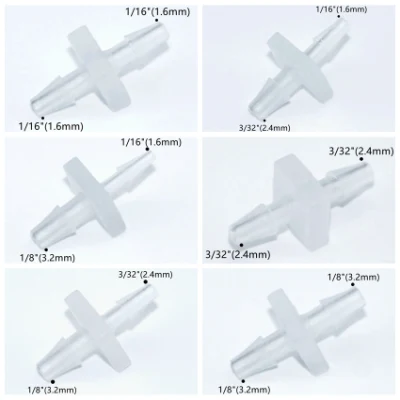 Ju Natural PP 1/16&quot;X3/32&quot; Hose Barb Reducer 2 Way Reduced Coupler Pipe Fitting Barbed Straight Reducing Tube Connector