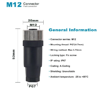 M12 4 Pin Male &amp; Female Socket Panel Aviation Wire Connector