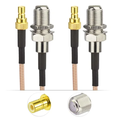  SMB Male to F Female Cable SMB Female 90 Degree to F Male RF Coax Connector Adapter for Sirius Xm Satellite Radio Antenna