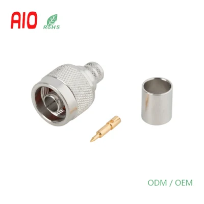  50 Ohm Straight Crimp N-Type Plug RF Coaxial Connector for Rg-58 Rg-141 Times LMR-195 Cable