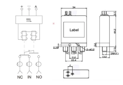 DC-26.5GHz DC12V, 24V, 28V Withouttermination &amp; with Ttl RF Microwave Type Spdt Coaxial Switch