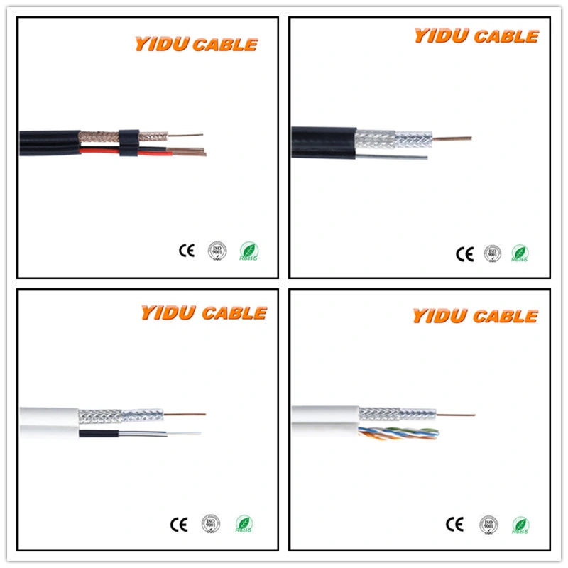 Rg59 with Power CCTV Camera Rg59 2c Siamese Coaxial Communication Cable Manufacture Price Rg59 2DC 1000FT Black White