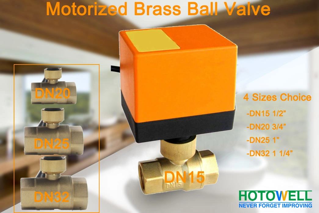 3-Wire 2/3 Way Spdt Electric Brass Motorized Floating Ball Valve
