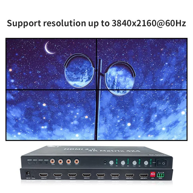 Good Quality Support 3D Video Pdif IR Control Video Wall HDMI Matrix Switch 4X4