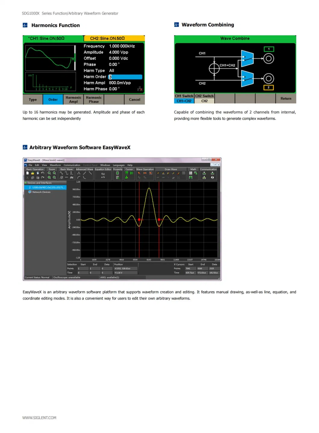 China Siglent RF Analog Function Arbitrary Waveform Signal Source Generator Sdg1062X