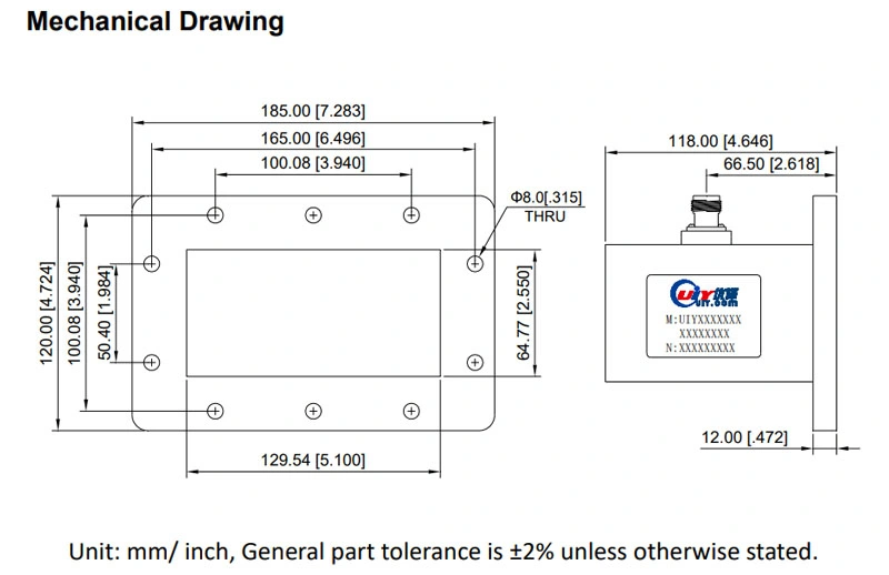 WR510 1.45~2.2GHz L Band Waveguide to Coaxial Adapter