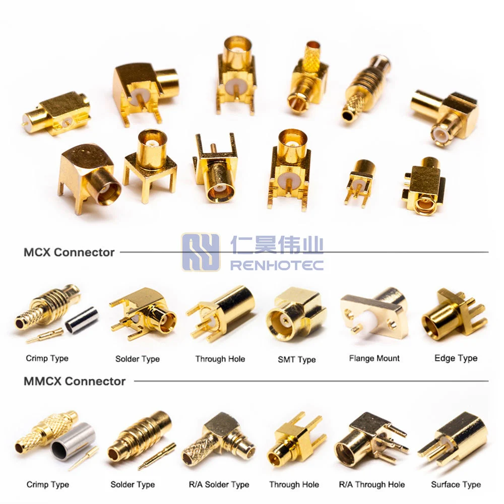 Through Hole Right Angled MCX Connector Female to Coax for PCB Mount