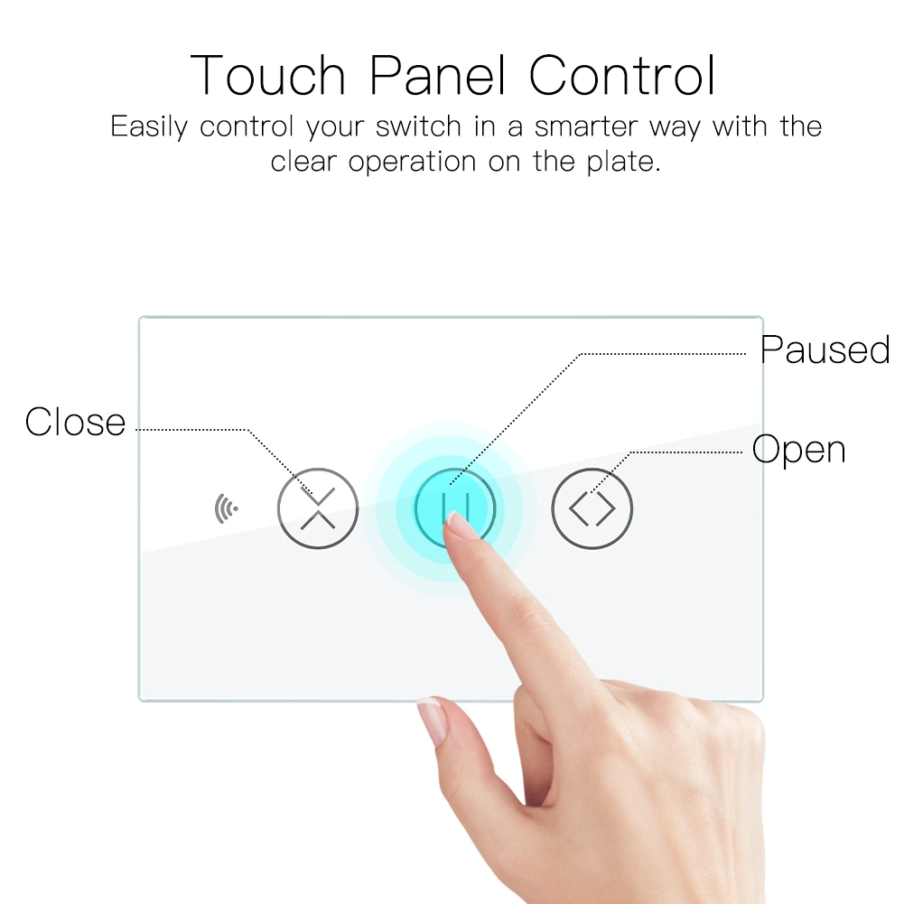 Moes Smart Touch Wall Switches for Curtains Roller Blinds Shutters Motors with Backlight WiFi RF MHz433 Wireless Remote Control 2/3 Way Multi Association