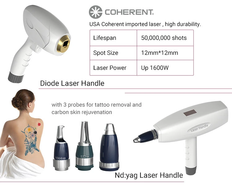 China Factory Multi-Function 5in1 Diode Laser 808+ND+IPL+RF Laser Hair Removal Machine