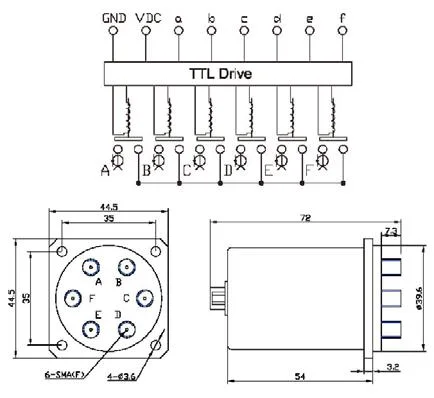 DC-8GHz DC12V, 24V Without Termination &amp; with Ttl Failsafe Matrix Coaxial Switch